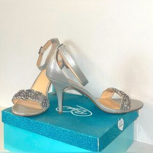 Elegant Silver Ankle Strap Heels